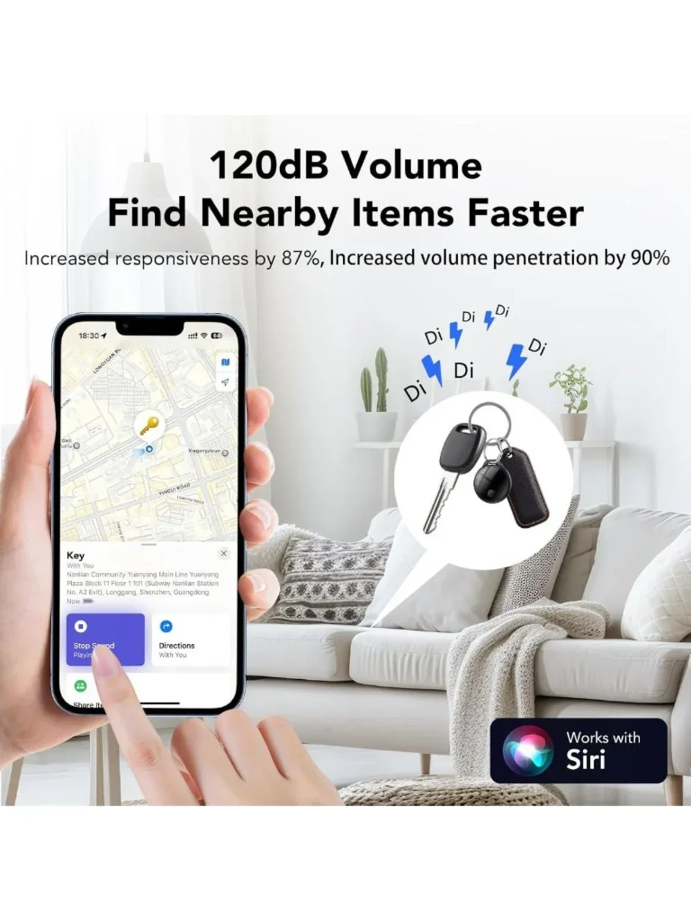 Smart Bluetooth Tracker Tags - 4 Pack, Waterproof, Replaceable Battery, Key